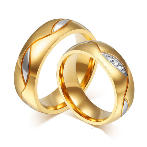 Couple Ring Gold Color Titanium Jewelry