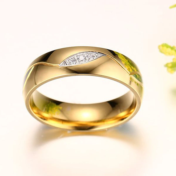 Couple Ring Gold Color Titanium Jewelry