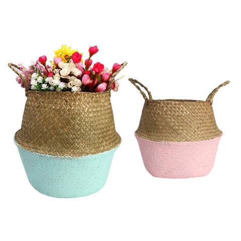 Straw Storage Basket - Flower Pot